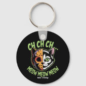 Ch Ch Ch Meow Meow Meow 楽しいミーム ハロウィン 猫 キーホルダー (正面)