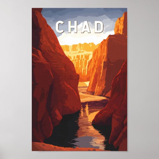 Chad Illustration Travel Art Vintage ポスター (正面)