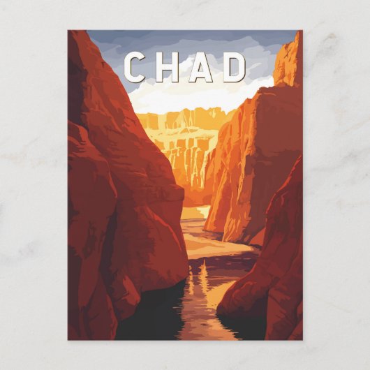 Chad Illustration Travel Art Vintage ポストカード (正面)
