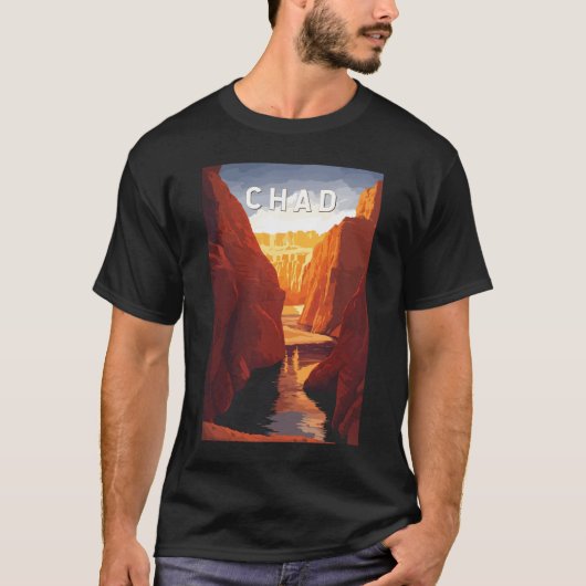 Chad Illustration Travel Art Vintage Tシャツ (正面)