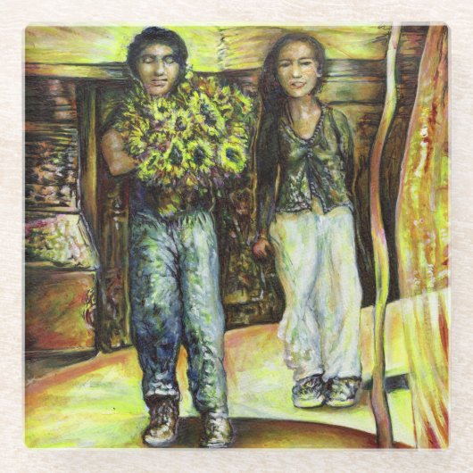 ChaIiengeのシスチンChapeI相 ガラスコースター (正面)