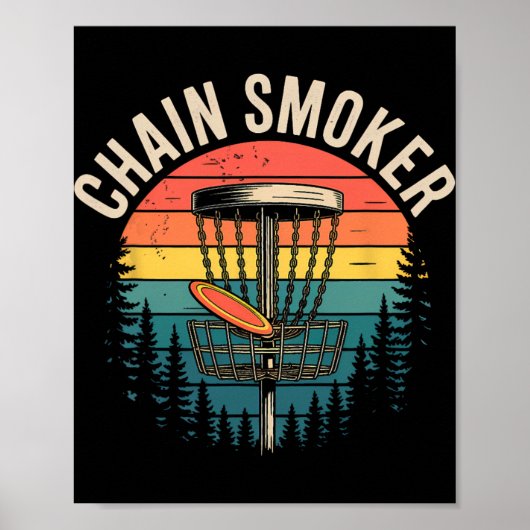 Chain Smoker Funny Disc Golf Tree Chains Frisbee M ポスター (正面)