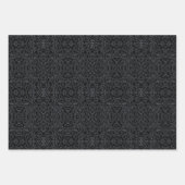 Chained Abstract Mirrored Image Gray On Black Art ラッピングペーパーシート (正面3)