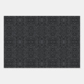 Chained Abstract Mirrored Image Gray On Black Art ラッピングペーパーシート (正面)