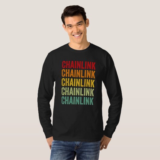 Chainlink Crypto Rainbow Text Tシャツ (正面フル)