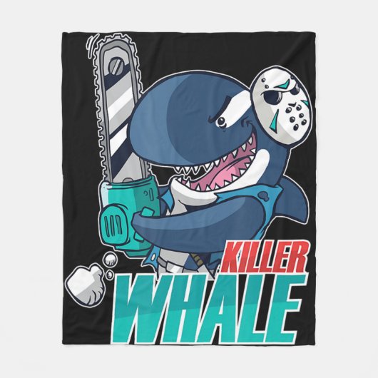 Chainsaw Killer Whale Costume Fun Orca Halloween フリースブランケット (正面)