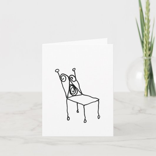Chair Line Drawing Art Folded ノートカード (正面)