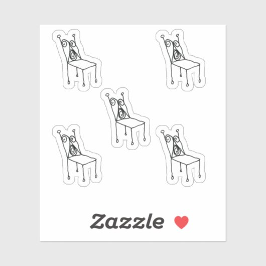 Chair Line Drawing Custom-Cut Vinyl Stickers シール (シート)