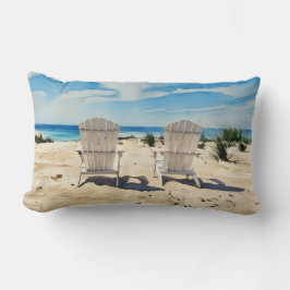 Chairs in sand Siesta Key Beach Pillow ランバークッション