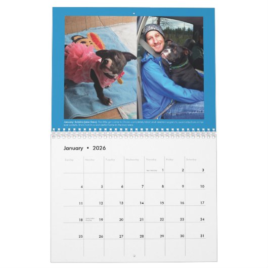 Chakoピット・ブルの救助2016のカレンダーの犬 カレンダー (1月 2026)