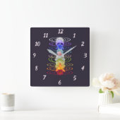 Chakra Energy Zen Yoga Floral スクエア壁時計 (ホーム)