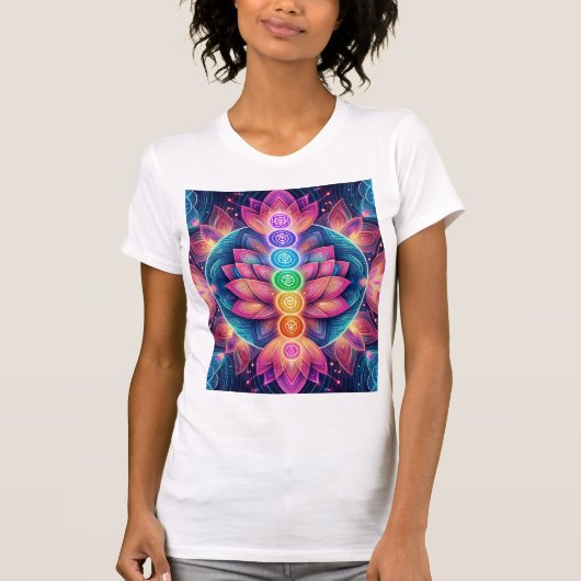 Chakra Lotus Ascension — Sacred Geometry Radiance Tシャツ (正面)
