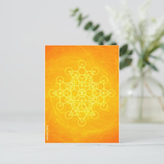 Chakra Mandala Sacred Geometry Bright Yellow ポストカード (スタンド正面)