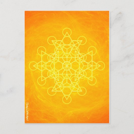 Chakra Mandala Sacred Geometry Bright Yellow ポストカード (正面)