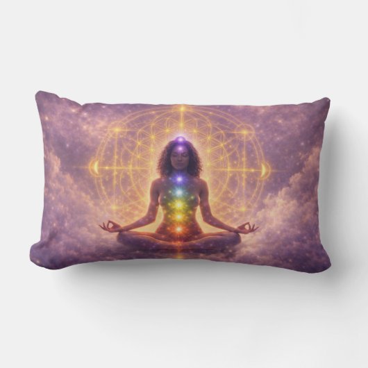 Chakra Meditation Spiritual Throw Pillow ランバークッション (正面)