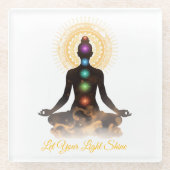 Chakra Silhouette Coaster – Let Your Light Shine ガラスコースター (正面)