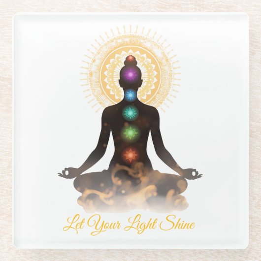Chakra Silhouette Coaster – Let Your Light Shine ガラスコースター (正面)