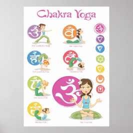 Chakra Yoga Girls Illustrations Vertical Poster ポスター