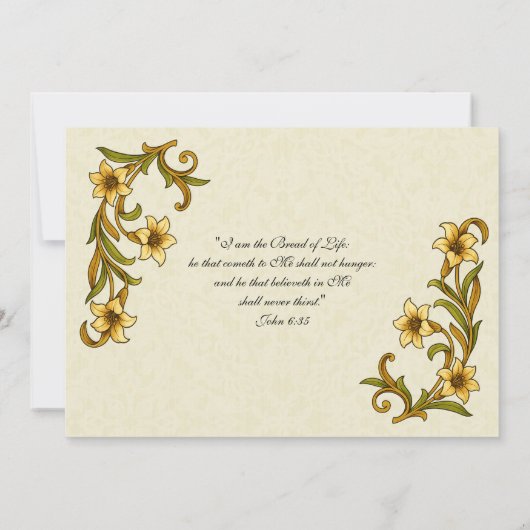 ChaliceとLiliesの最初の聖餐式伝統的 招待状 (裏面)