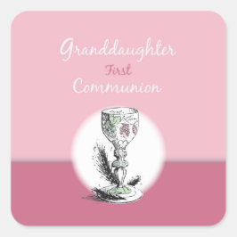 Chaliceの孫娘ファースト・コミュニオンピンク スクエアシール