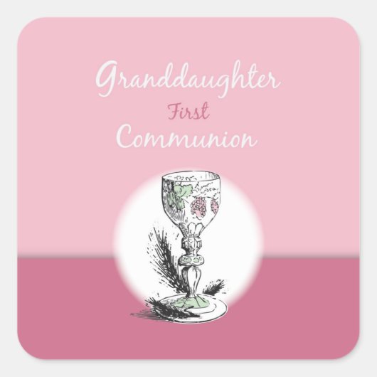 Chaliceの孫娘ファースト・コミュニオンピンク スクエアシール (正面)