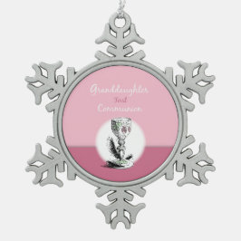 Chaliceの孫娘ファースト・コミュニオンピンク スノーフレークピューターオーナメント
