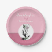 Chaliceの孫娘ファースト・コミュニオンピンク ペーパープレート (正面)