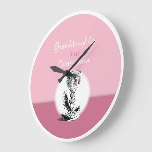 Chaliceの孫娘ファースト・コミュニオンピンク ラージ壁時計 (傾斜)