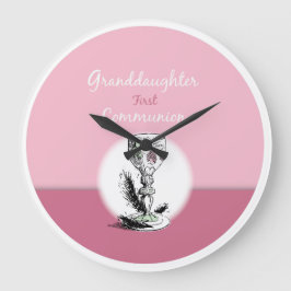 Chaliceの孫娘ファースト・コミュニオンピンク ラージ壁時計