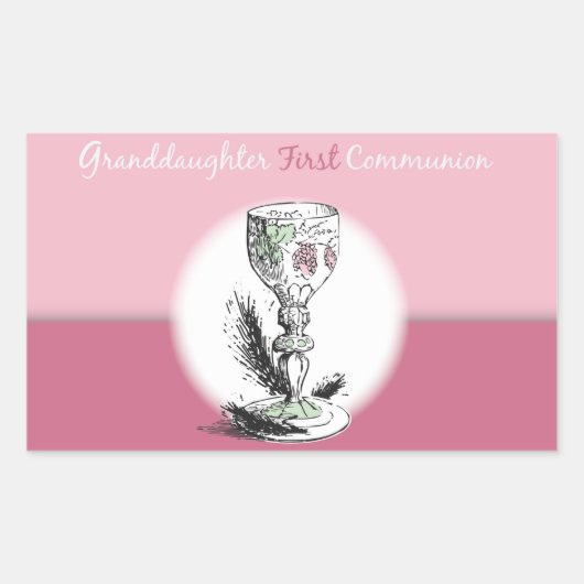 Chaliceの孫娘ファースト・コミュニオンピンク 長方形シール (正面)