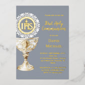Chalice Host First Communion 箔招待状 (正面)