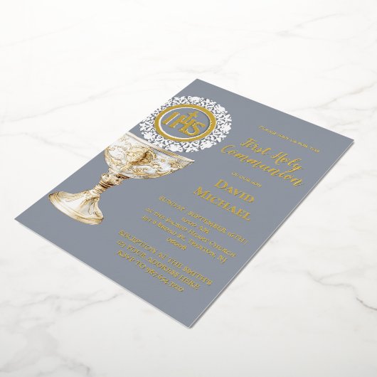 Chalice Host First Communion 箔招待状 (回転した状態)