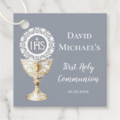Chalice Host First Communion blue background フェイバータグ (正面)