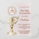 Chalice Host First Communion girl 箔招待状 (正面)