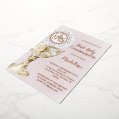 Chalice Host First Communion girl 箔招待状 (回転した状態)