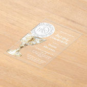 Chalice Host First Holy Communion アクリル招待状 (レイダウン)