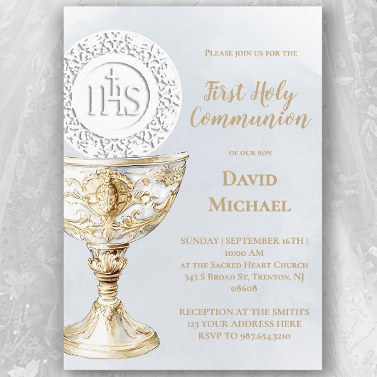 Chalice Host First Holy Communion 招待状