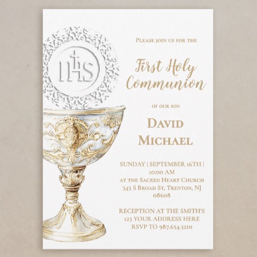 Chalice Host First Holy Communion 招待状