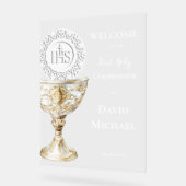 Chalice Host First Holy Communion welcome アクリルサイン (傾斜)