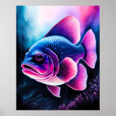 Chalkスケッチof Fish on Black V ポスター (正面)