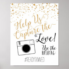 Chalk and Glitter Wedding Hash Tag Sign ポスター