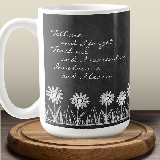 Chalk Board Daisy Doodle Cursive Typography Mug コーヒーマグカップ