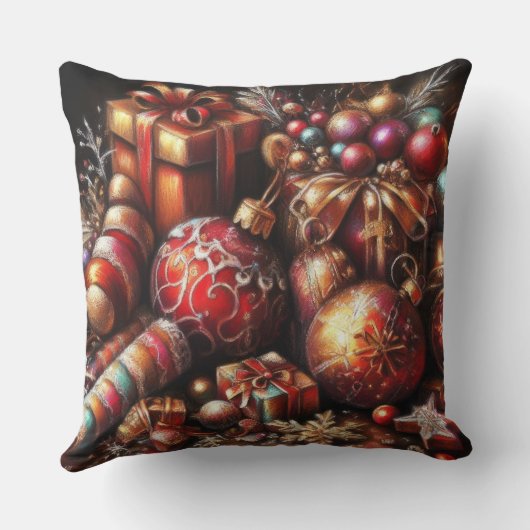 Chalk Drawing Christmas Gift Candy Ornament クッション (裏面)