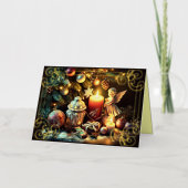 Chalk Drawing Christmas Tree Candle Angel 箔シーズンカード (正面)