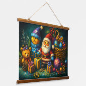 Chalk Drawing Cute Christmas Scene Toys Ornaments 吊り下げ型タペストリー (傾斜あり)