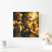 Chalk Drawing Cute Nutcracker Ballet Christmas スクエア壁時計 (ホーム)