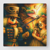 Chalk Drawing Cute Nutcracker Ballet Christmas スクエア壁時計 (正面)