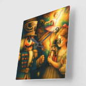 Chalk Drawing Cute Nutcracker Ballet Christmas スクエア壁時計 (傾斜)