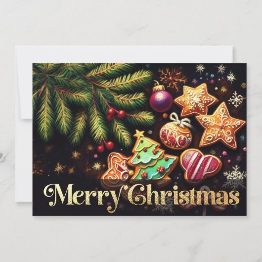 Chalk Drawing Decorated Christmas Cookies 2 カード (正面)