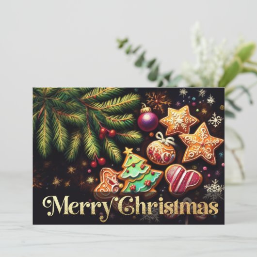 Chalk Drawing Decorated Christmas Cookies 2 カード (スタンド正面)